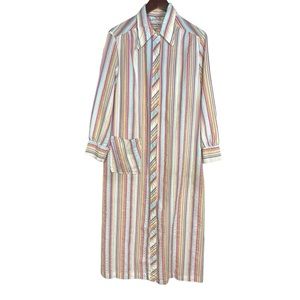 Vintage Dynasty Multicolor Striped Snap-Front House Coat